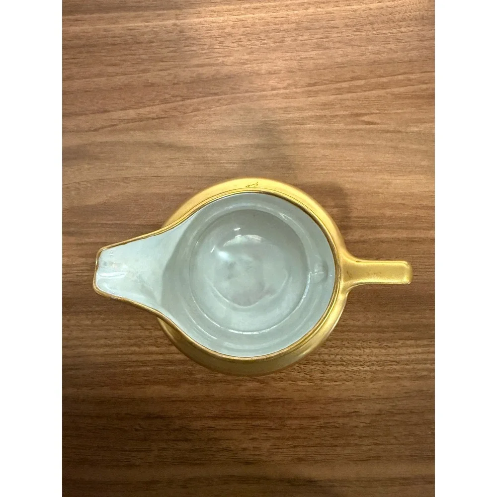 VTG 1940s Germany F.D. Husf Cream Gold Gilding Trim Sugar Bowl Lid & Creamer Set